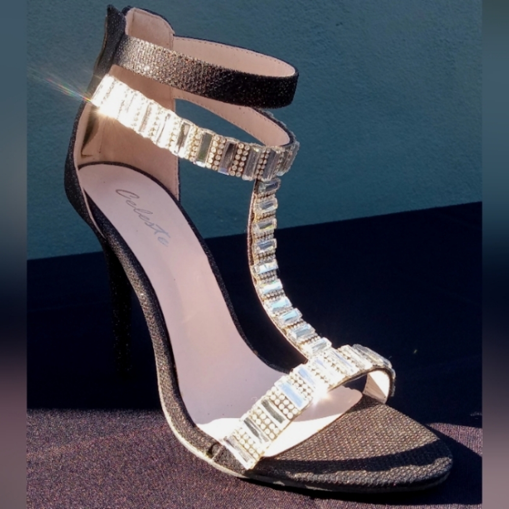 Black Celeste jeweled heels